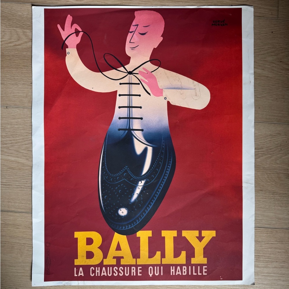 Herve Morvan Bally Shoe Poster 1950s - Red - Reproduction Giclee Print
